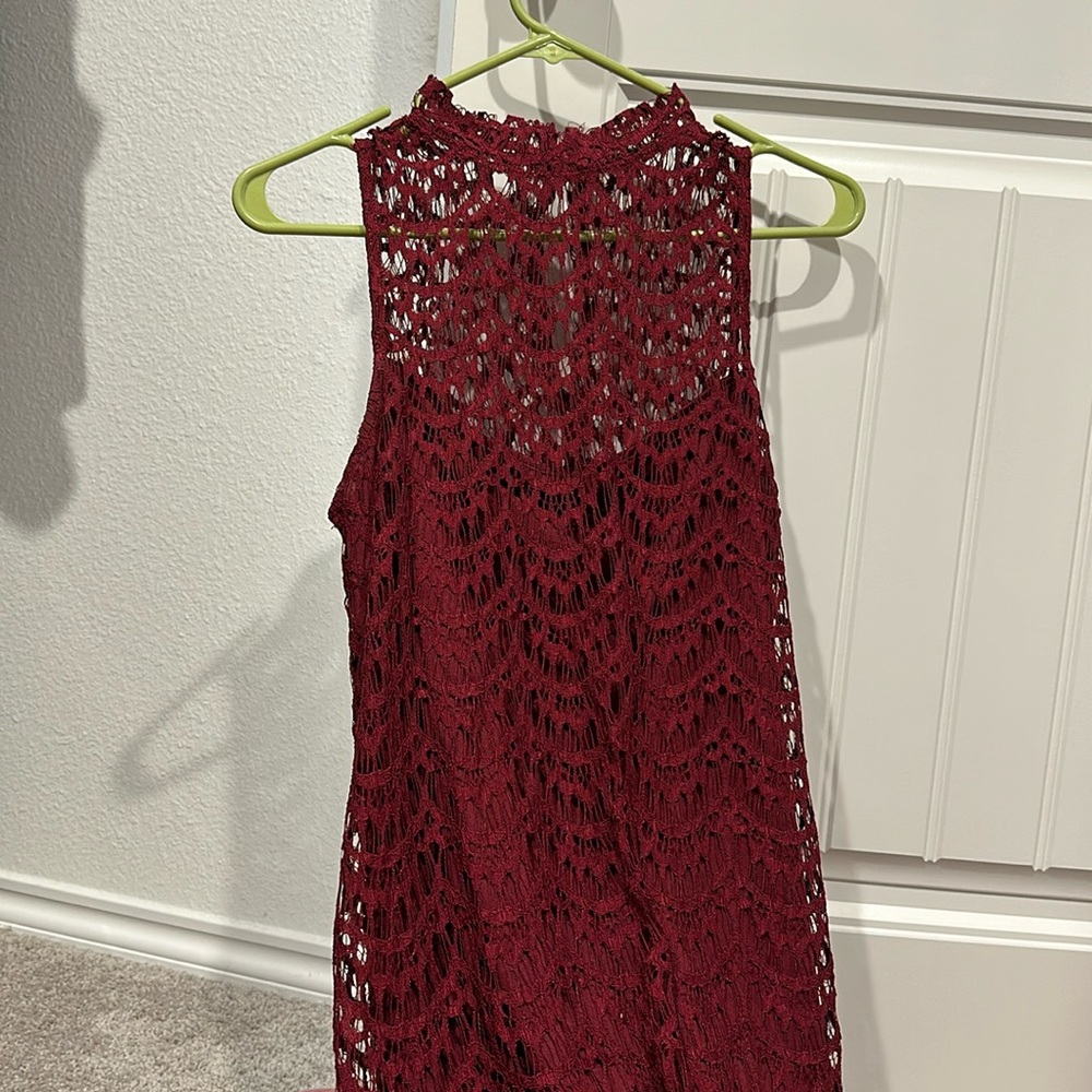 Knee length Red Lace Dress